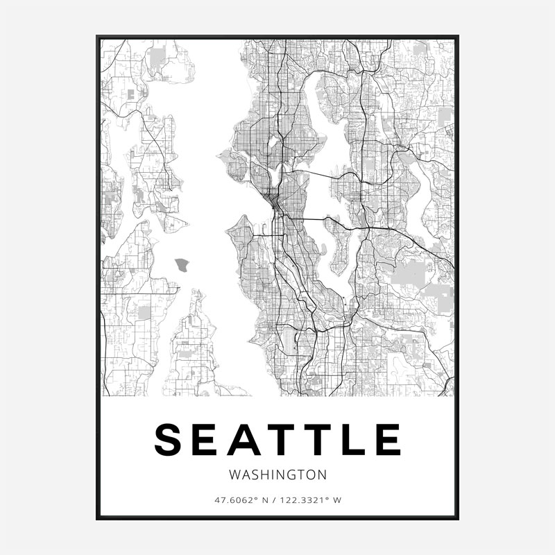 Seattle Washington City Map Art Print