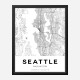 Seattle Washington City Map Art Print