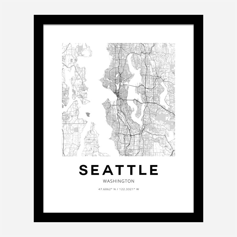 Seattle Washington City Map Art Print