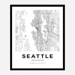 Seattle Washington City Map Art Print