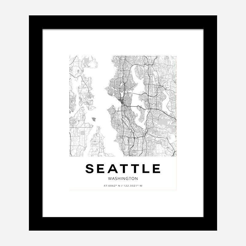 Seattle Washington City Map Art Print