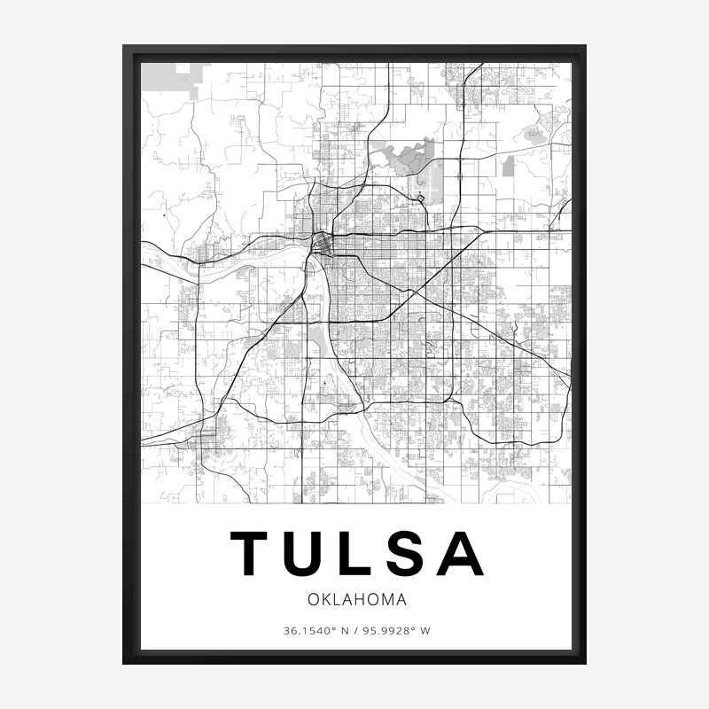 Tulsa Oklahoma City Map Art Print