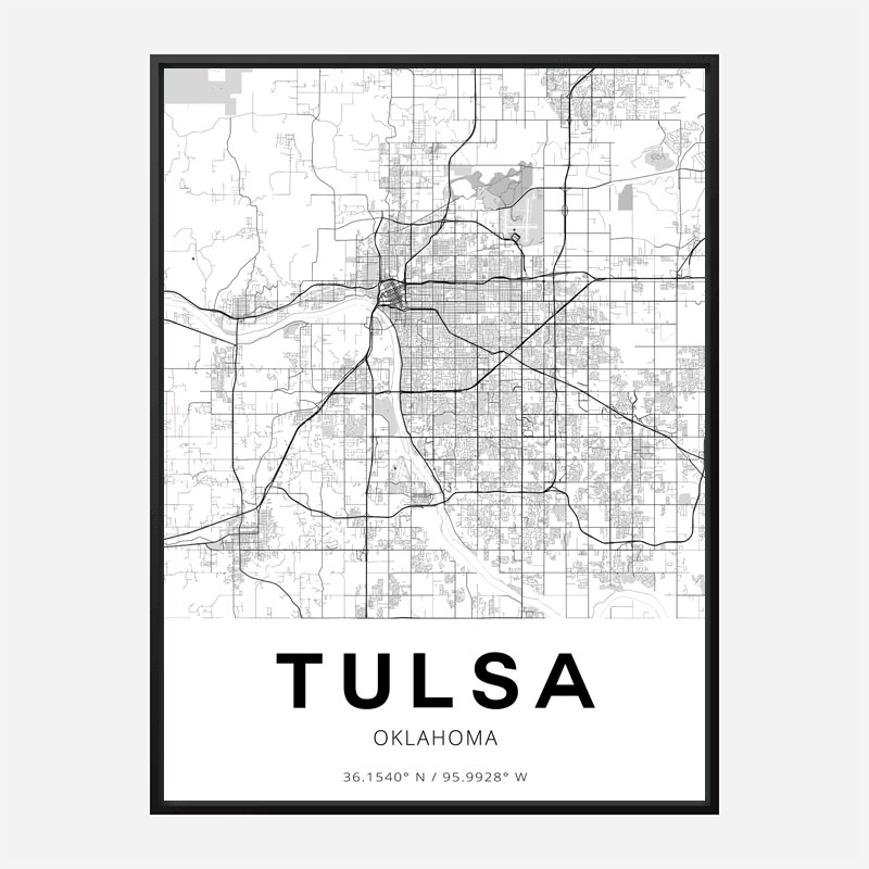 Tulsa Oklahoma City Map Art Print