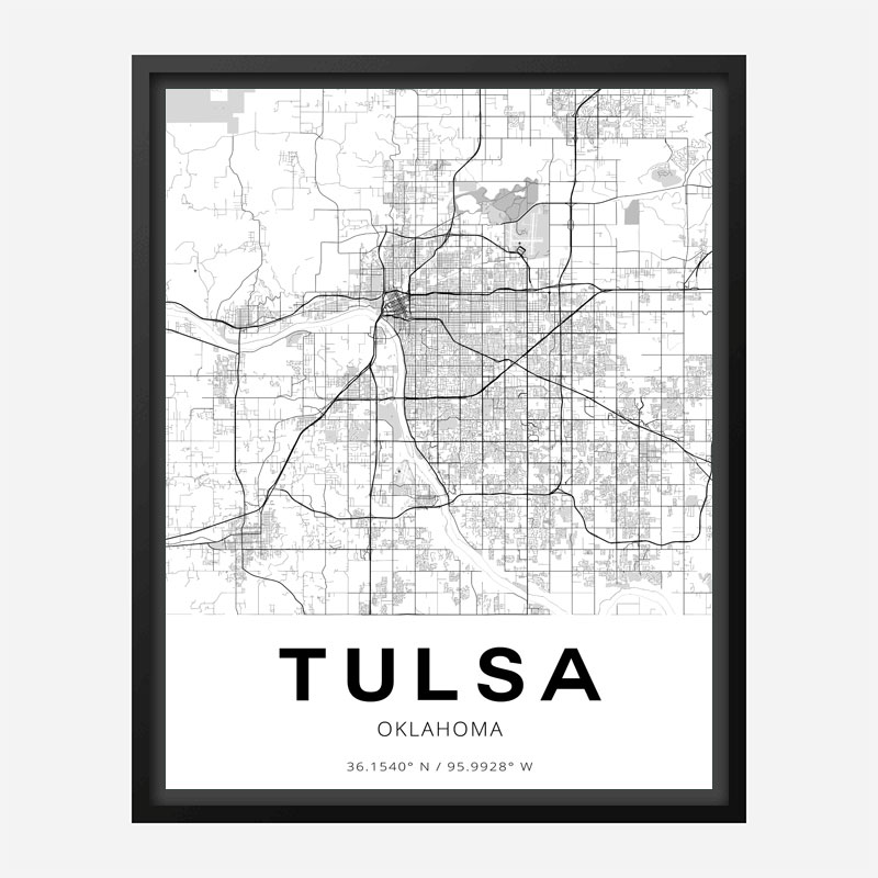 Tulsa Oklahoma City Map Art Print