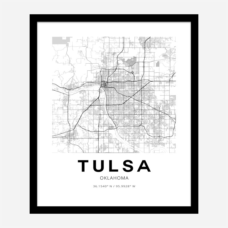 Tulsa Oklahoma City Map Art Print