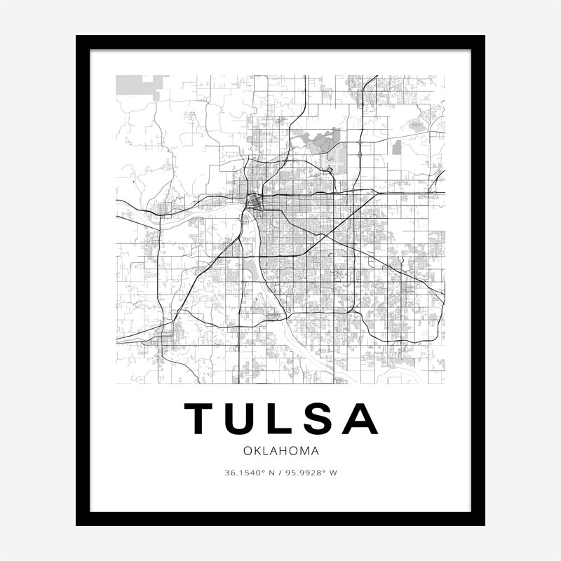 Tulsa Oklahoma City Map Art Print