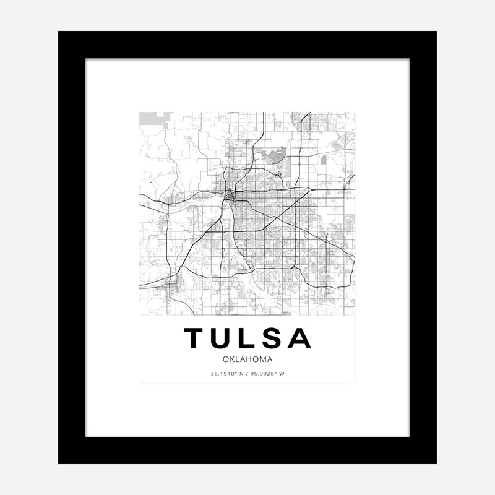 Tulsa Oklahoma City Map Art Print