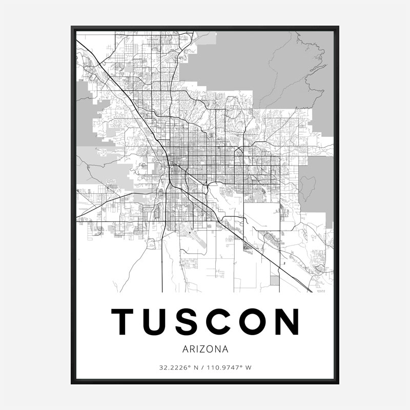 Tucson Arizona City Map Art Print