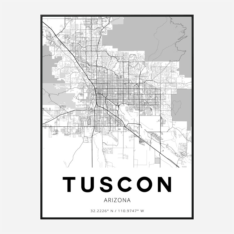 Tucson Arizona City Map Art Print