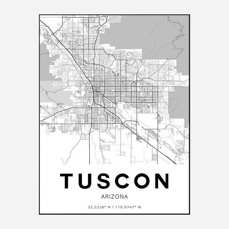 Tucson Arizona City Map Art Print