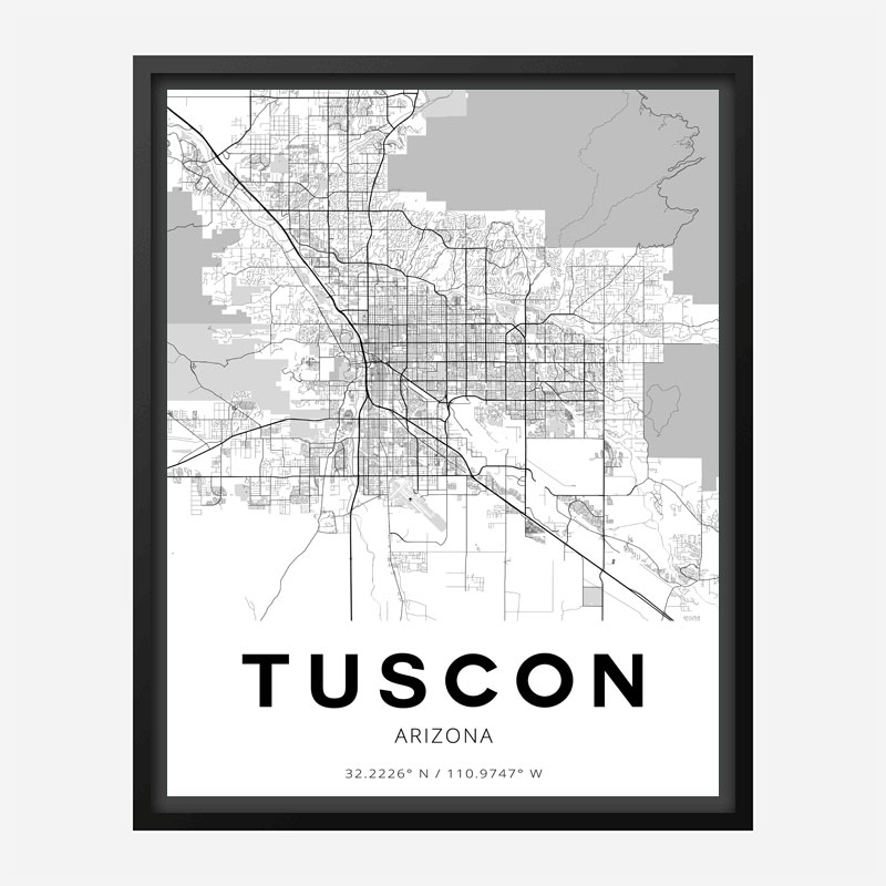 Tucson Arizona City Map Art Print