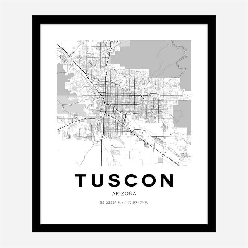 Tucson Arizona City Map Art Print