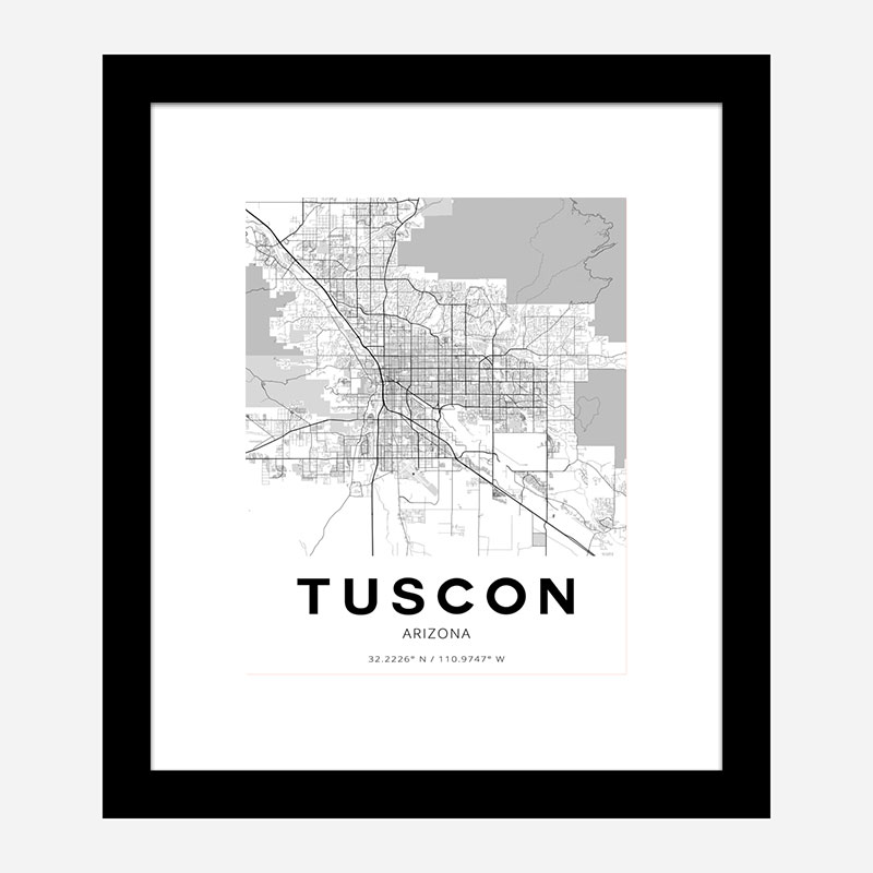 Tucson Arizona City Map Art Print