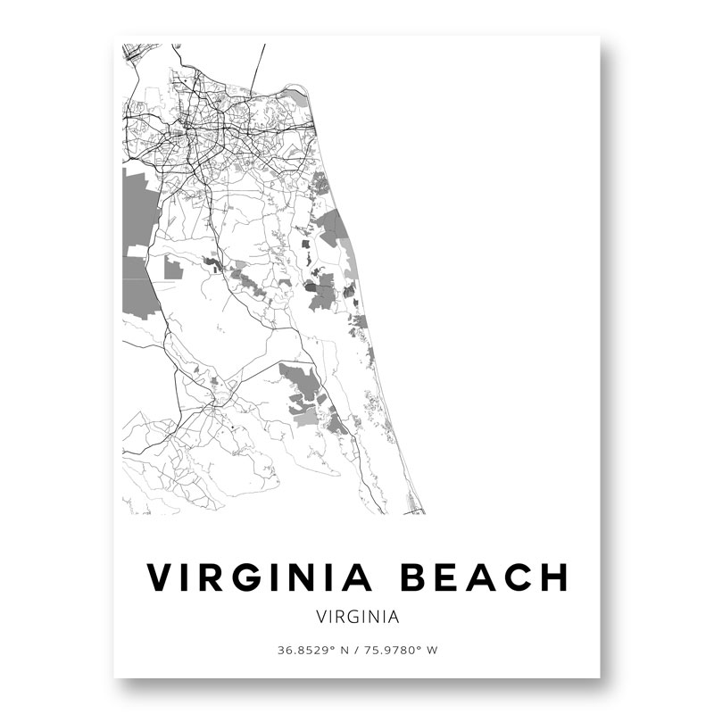 Virginia Beach Virginia City Map Art Print