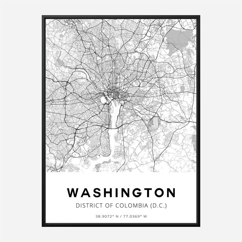 Washington District Of Colombia City Map Art Print