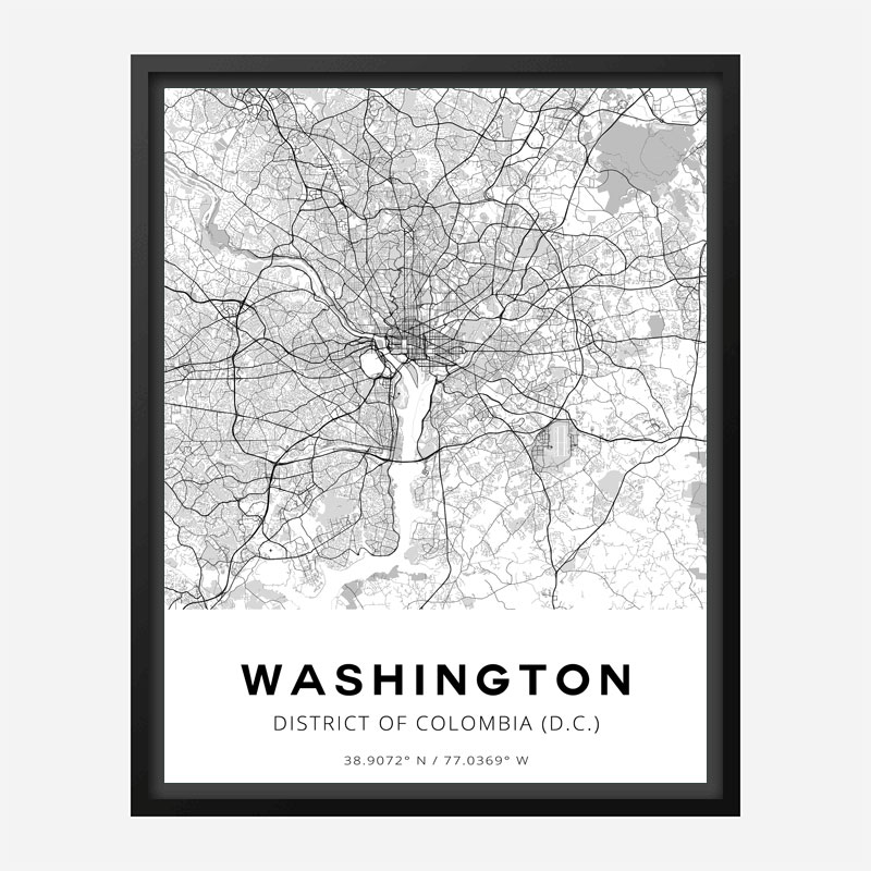 Washington District Of Colombia City Map Art Print