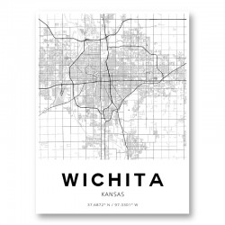 Wichita Kansas City Map Art Print