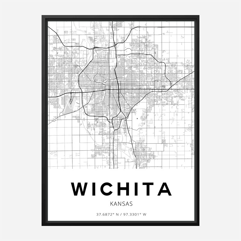 Wichita Kansas City Map Art Print