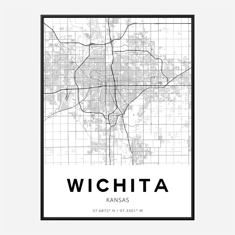 Wichita Kansas City Map Art Print