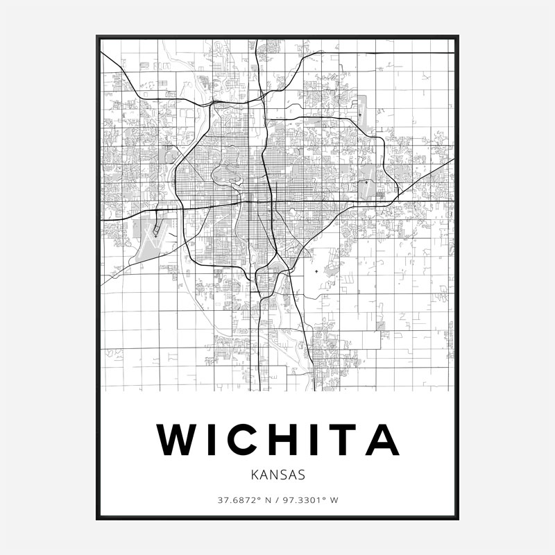 Wichita Kansas City Map Art Print