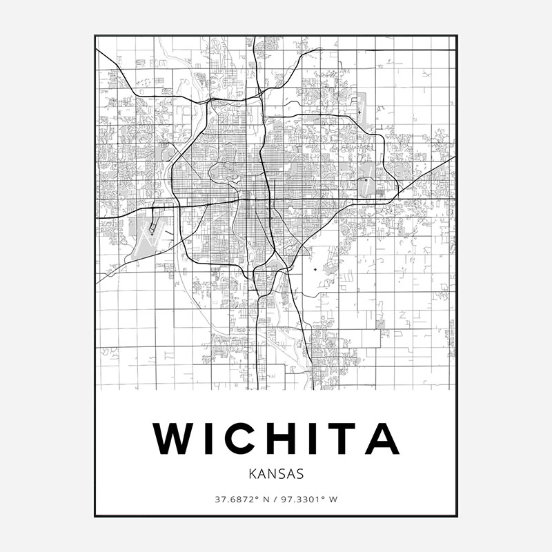 Wichita Kansas City Map Art Print