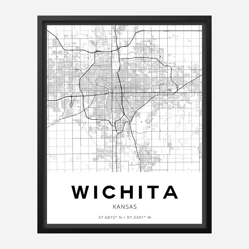 Wichita Kansas City Map Art Print