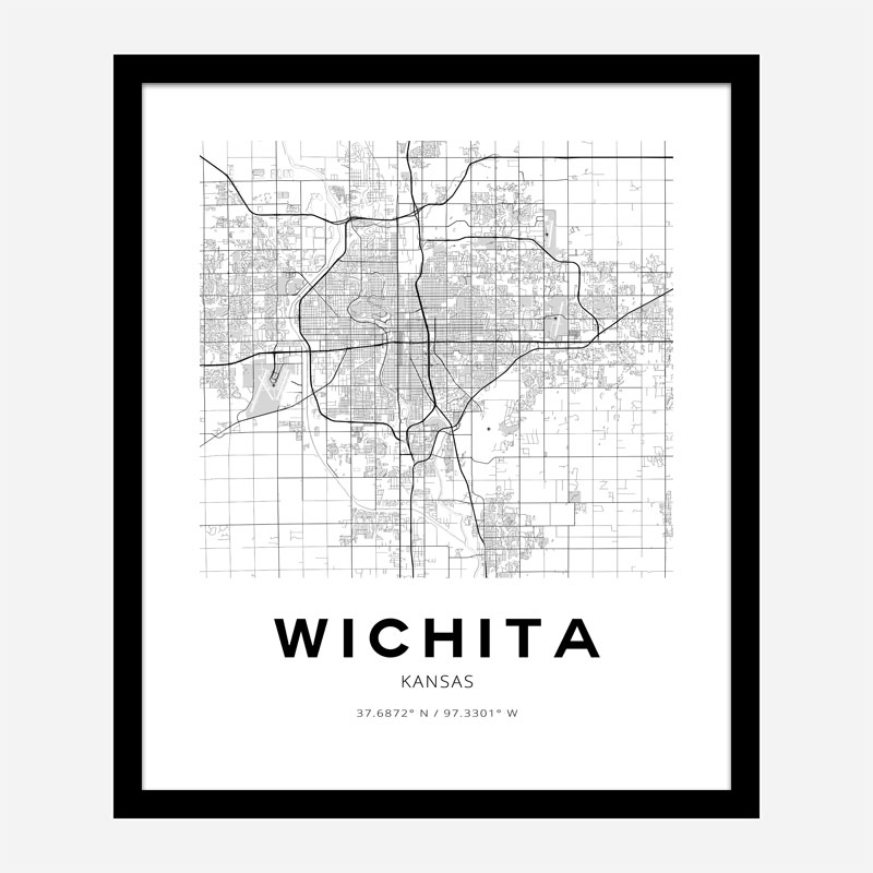 Wichita Kansas City Map Art Print