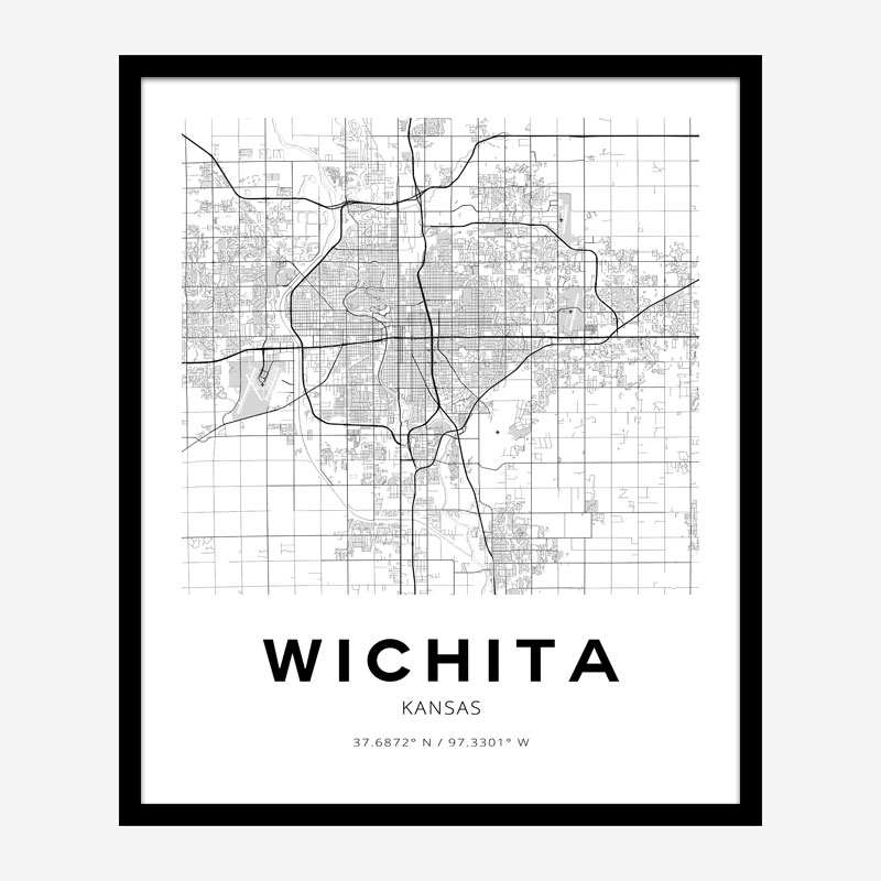 Wichita Kansas City Map Art Print