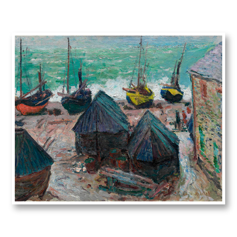 Boats on the Beach at Etretat by Claude Monet Art Print