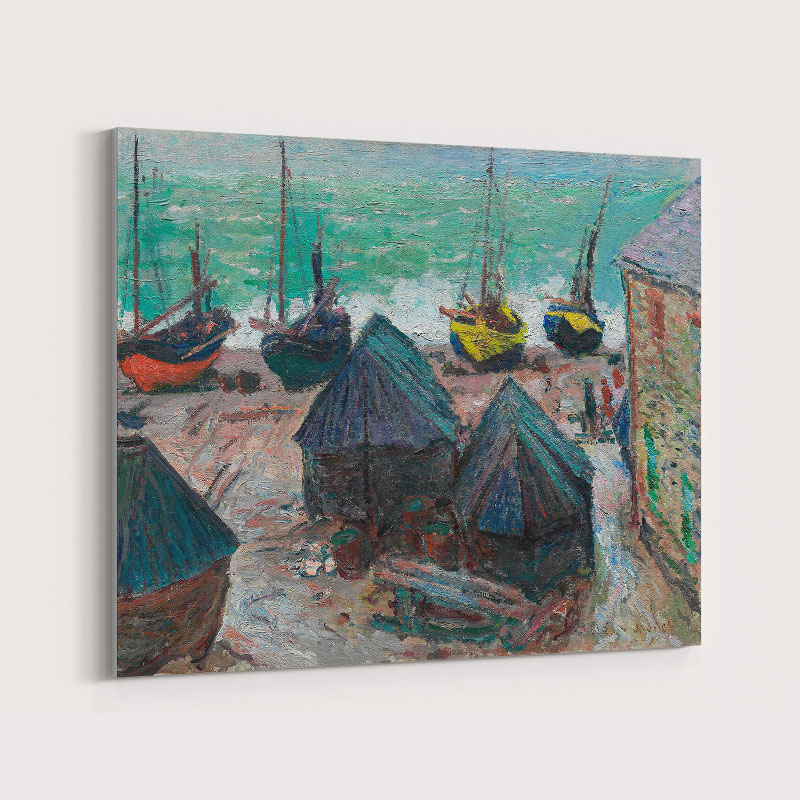 Boats on the Beach at Etretat by Claude Monet Art Print