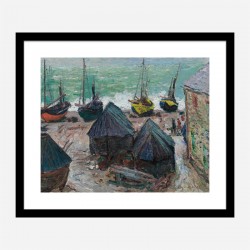 Boats on the Beach at Etretat by Claude Monet Art Print