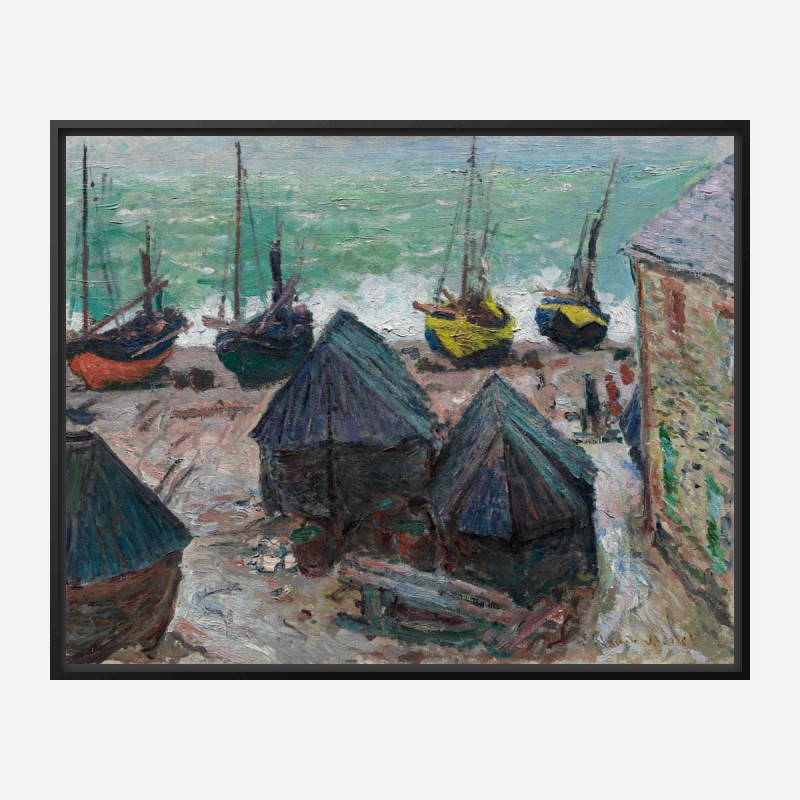 Boats on the Beach at Etretat by Claude Monet Art Print