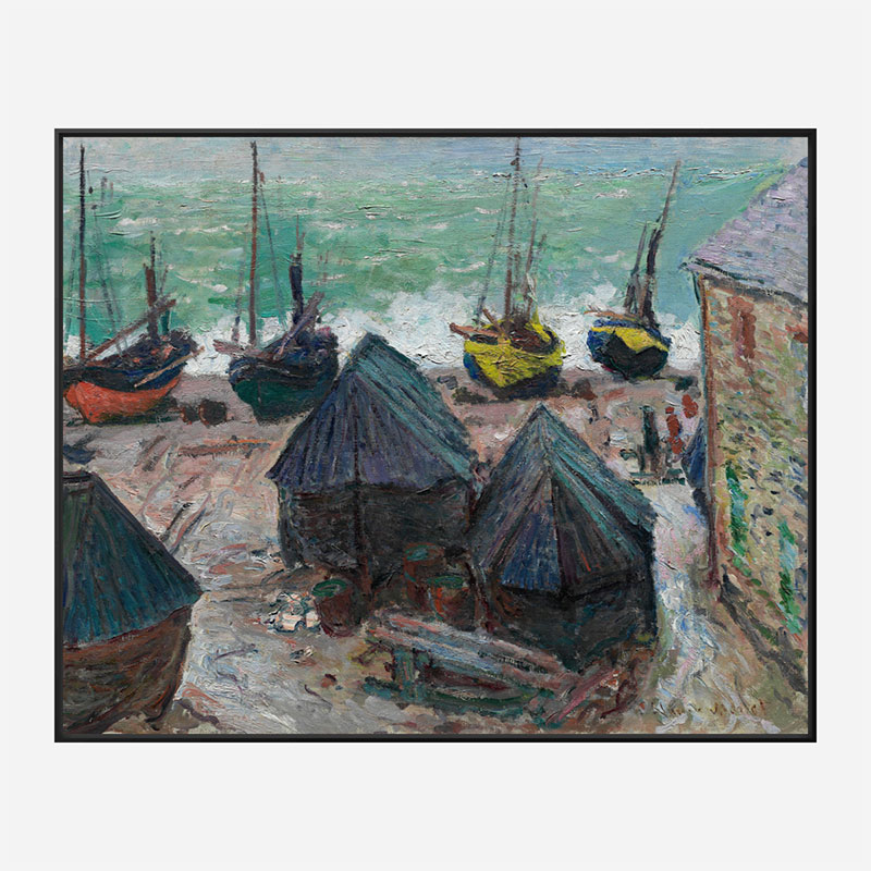 Boats on the Beach at Etretat by Claude Monet Art Print