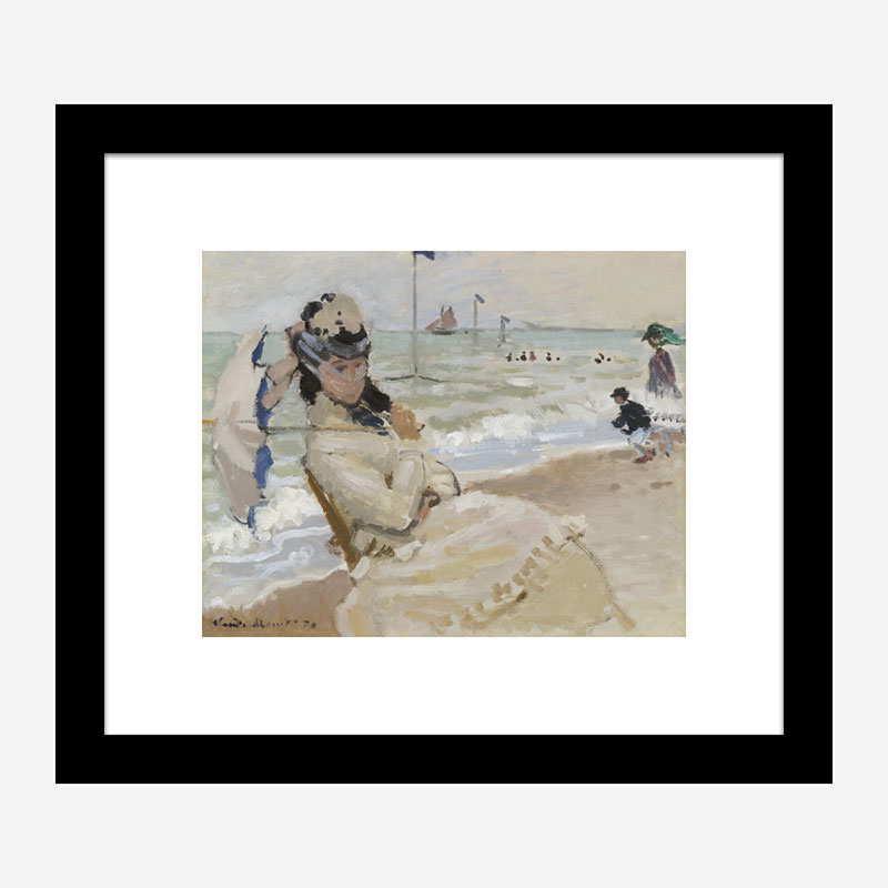 Camille on the Beach in Trouville by Claude Monet Art Print