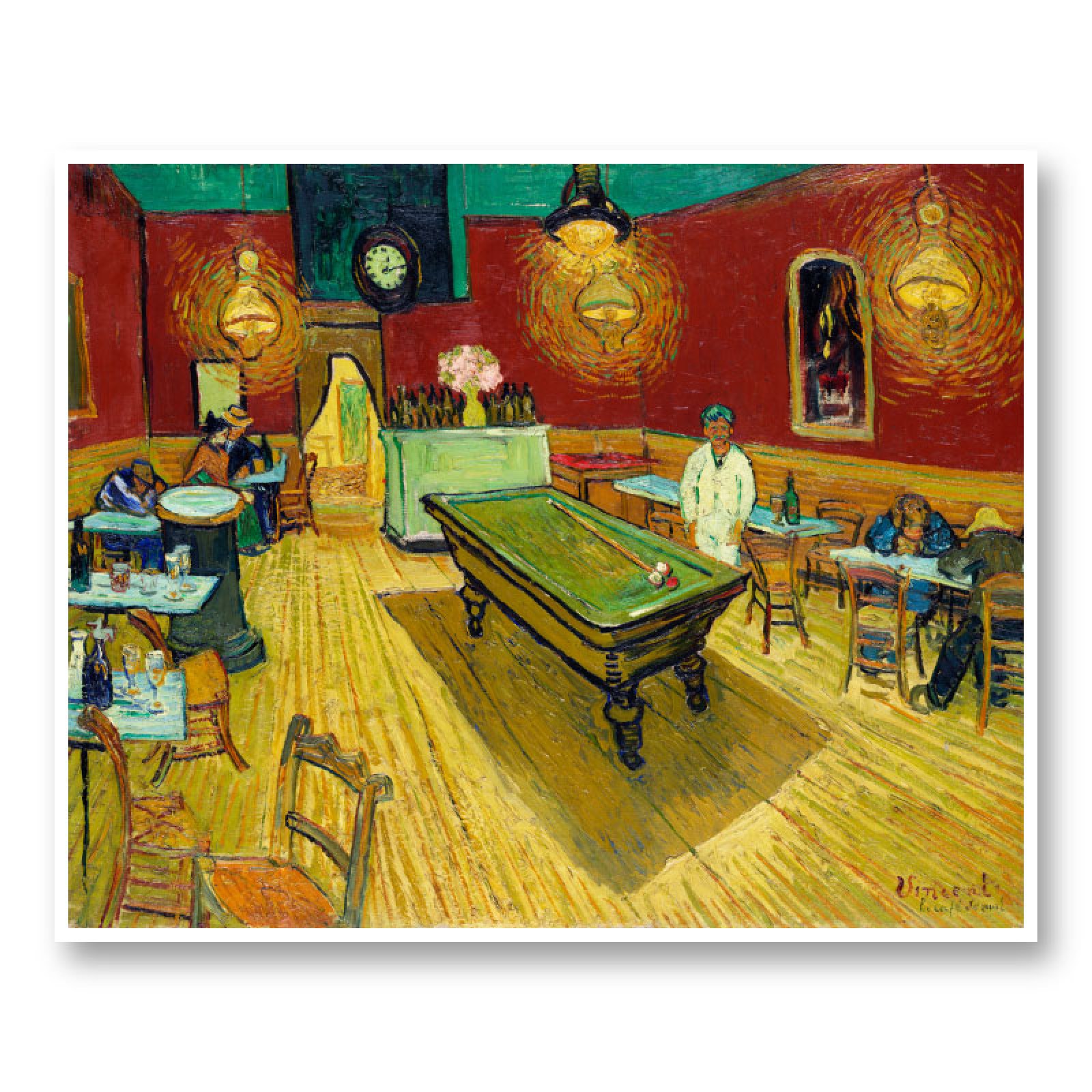 Tableau Vincent Van Gogh - Café De Nuit (Nuit Au Café Du Place Du Forum) - Impression Sur Toile, Prêt à Accrocher