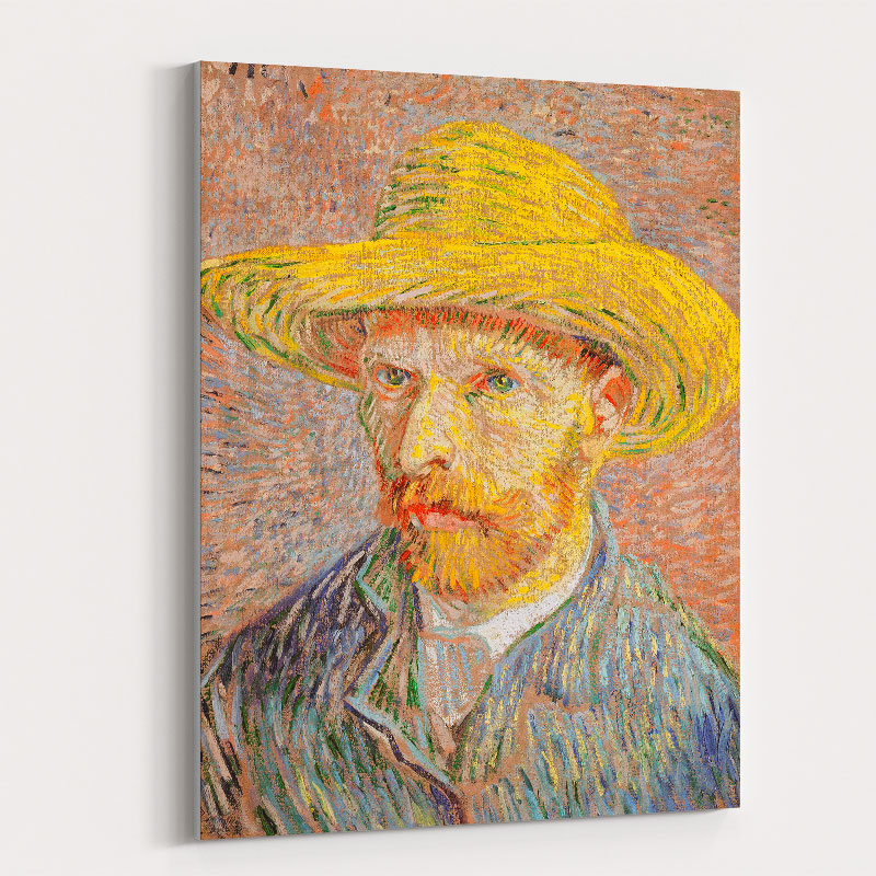 Self-Portrait with a Straw Hat 1887 by Vincent Van Gogh Art Print