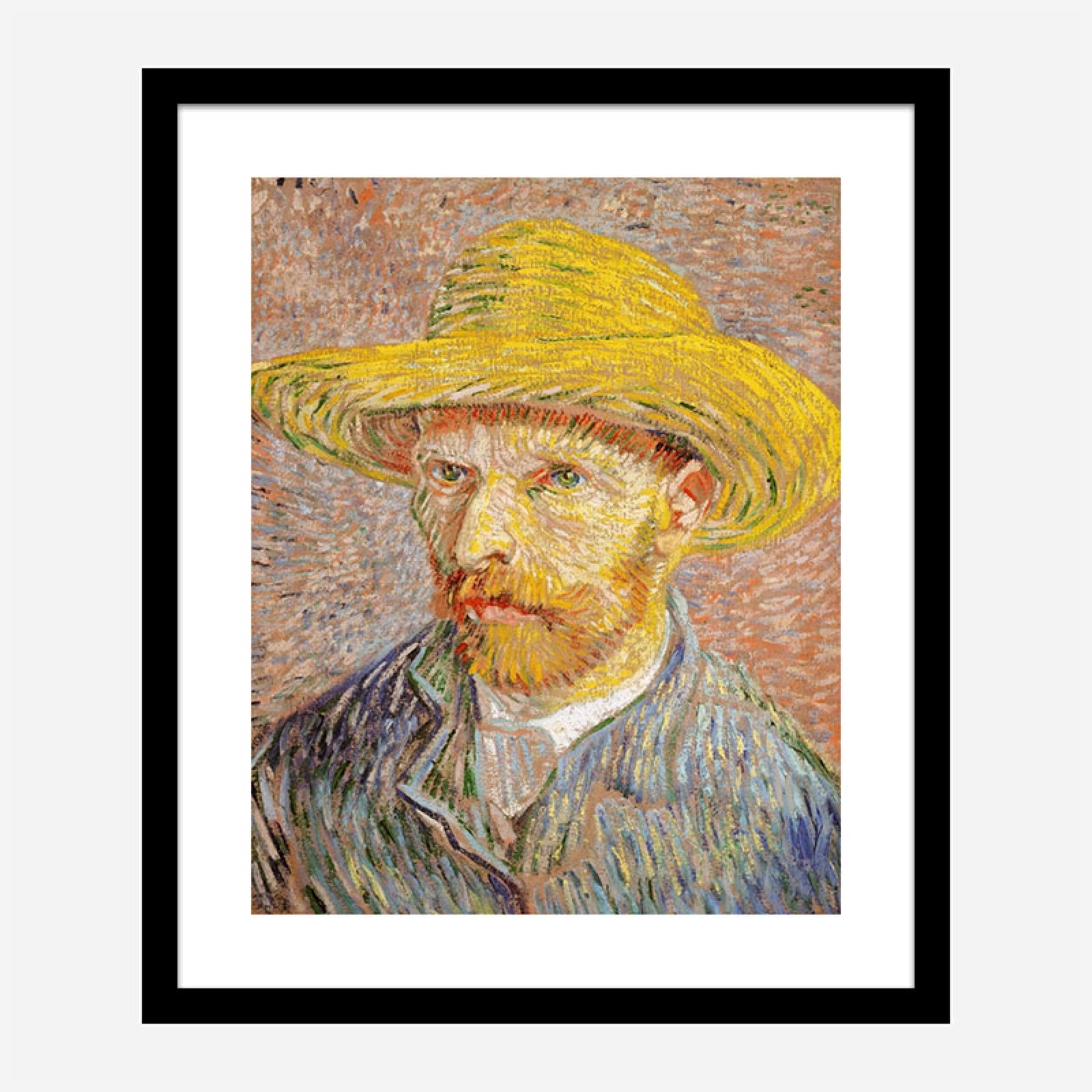 SelfPortrait with a Straw Hat 1887 by Vincent Van Gogh Art Print