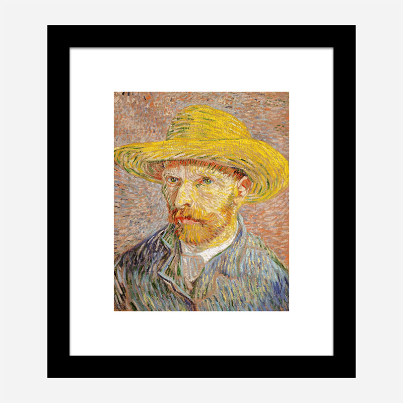 Self-Portrait with a Straw Hat 1887 by Vincent Van Gogh Art Print