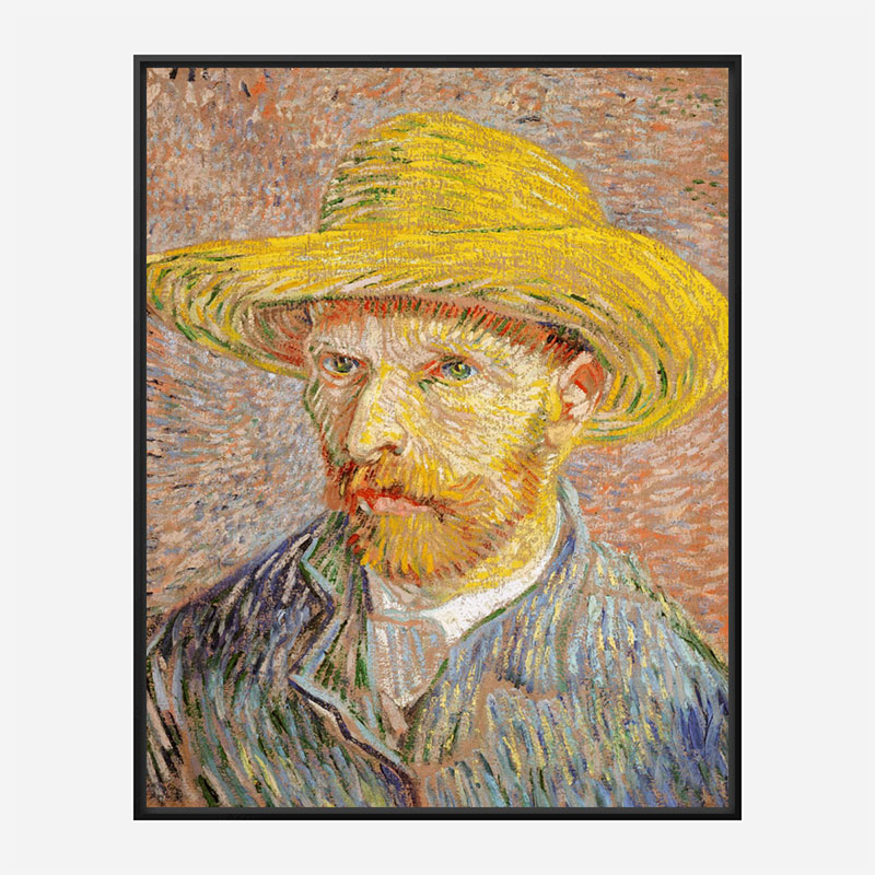 Self-Portrait with a Straw Hat 1887 by Vincent Van Gogh Art Print