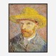 Self-Portrait with a Straw Hat 1887 by Vincent Van Gogh Art Print