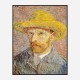 Self-Portrait with a Straw Hat 1887 by Vincent Van Gogh Art Print