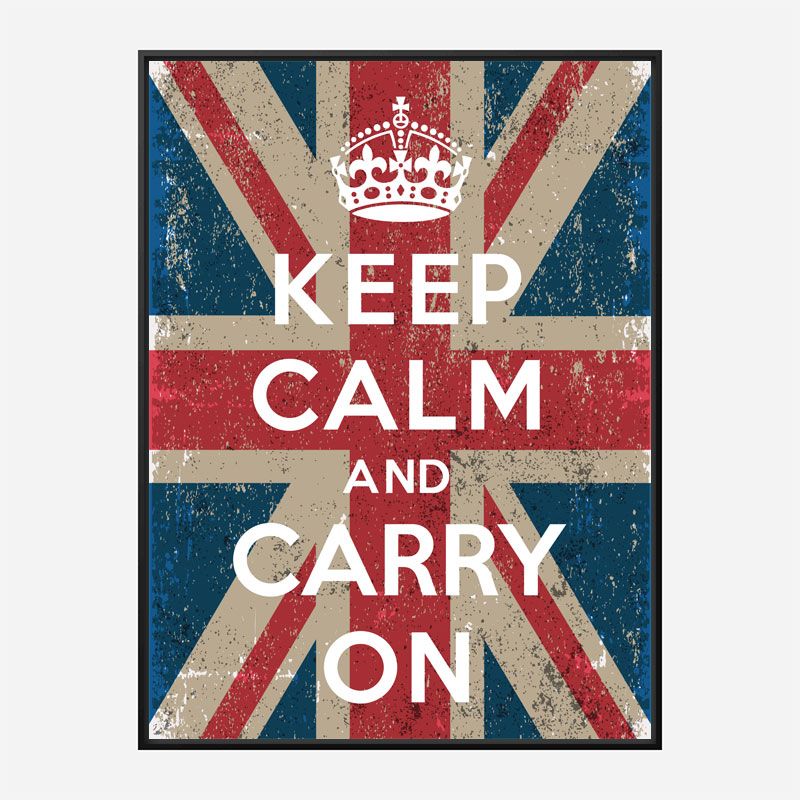 KC42 Framed Vintage Style Union Jack Keep Calm Eat Bacon Funny Poster A3/A4 