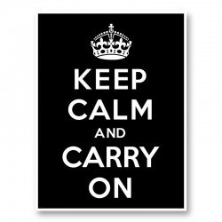 Keep Calm and Carry On Black Art Print