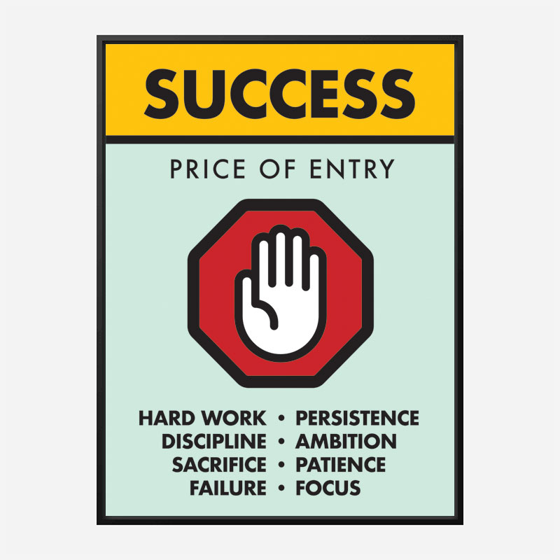 Success Price of Entry Motivational Art Print