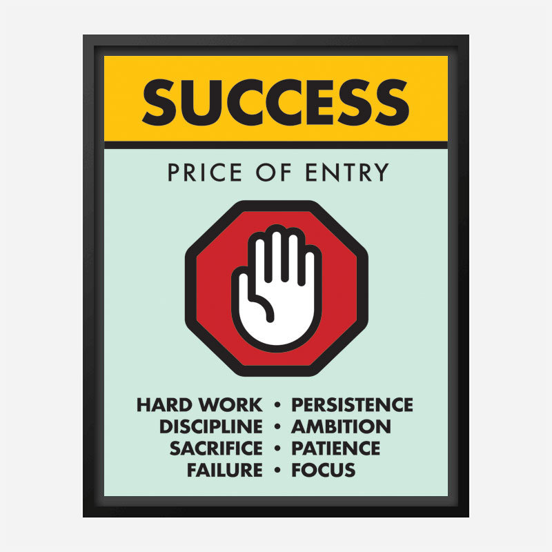 Success Price of Entry Motivational Art Print