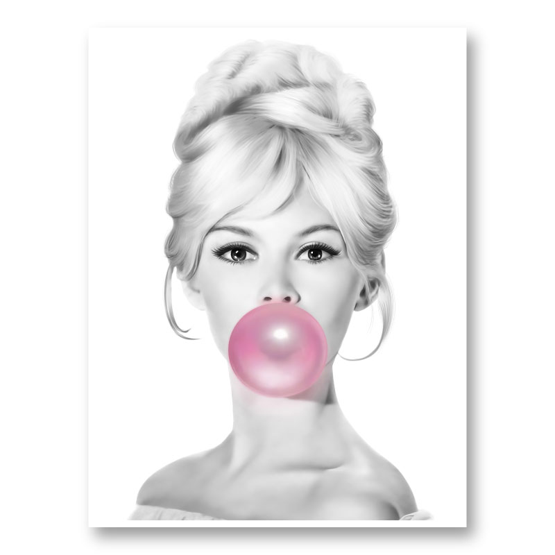 Brigitte Bardot Bubble Gum Art Print