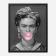 Frida Kahlo Bubble Gum Black & White Art Print