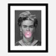 Frida Kahlo Bubble Gum Black & White Art Print