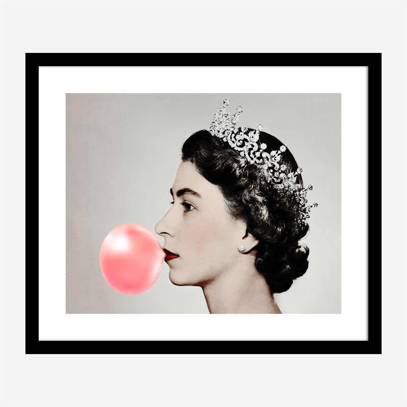 The Queen Elizabeth II Bubble Gum Photo Picture Print On Framed Canvas Wall Art 