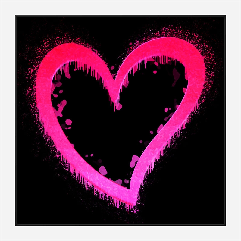 Pink Heart On Black Pop Art Print